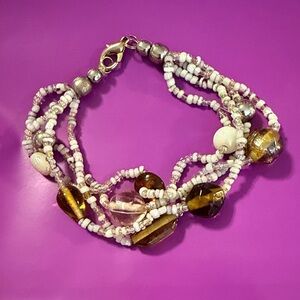 Elegant Beaded Bracelet with Gold and Silver Accents